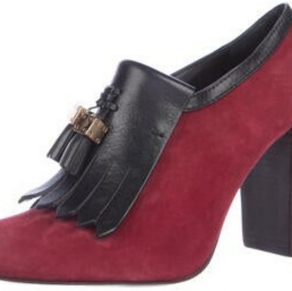 Tory Burch Red & Black Suede Booties